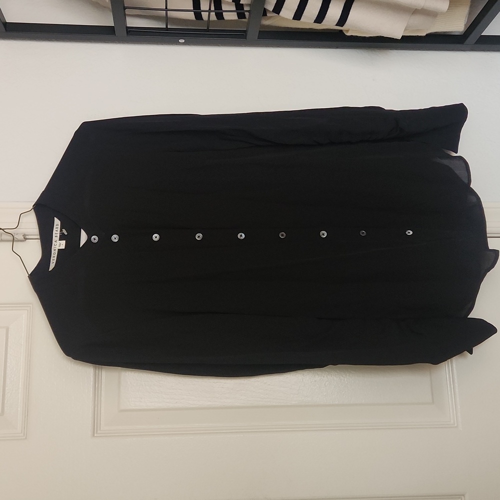 Veronica Beard Black Silk Button Down Blouse Size 2